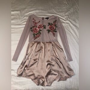 Like New Dice Sheer Mauve Floral Romper